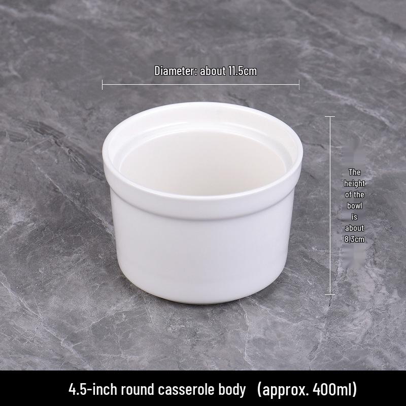 White Magnesia Porcelain Soup Pot with Lid – Ideal for Steaming Eggs and Stewing Bird's Nest In Restaurants and Hotels.