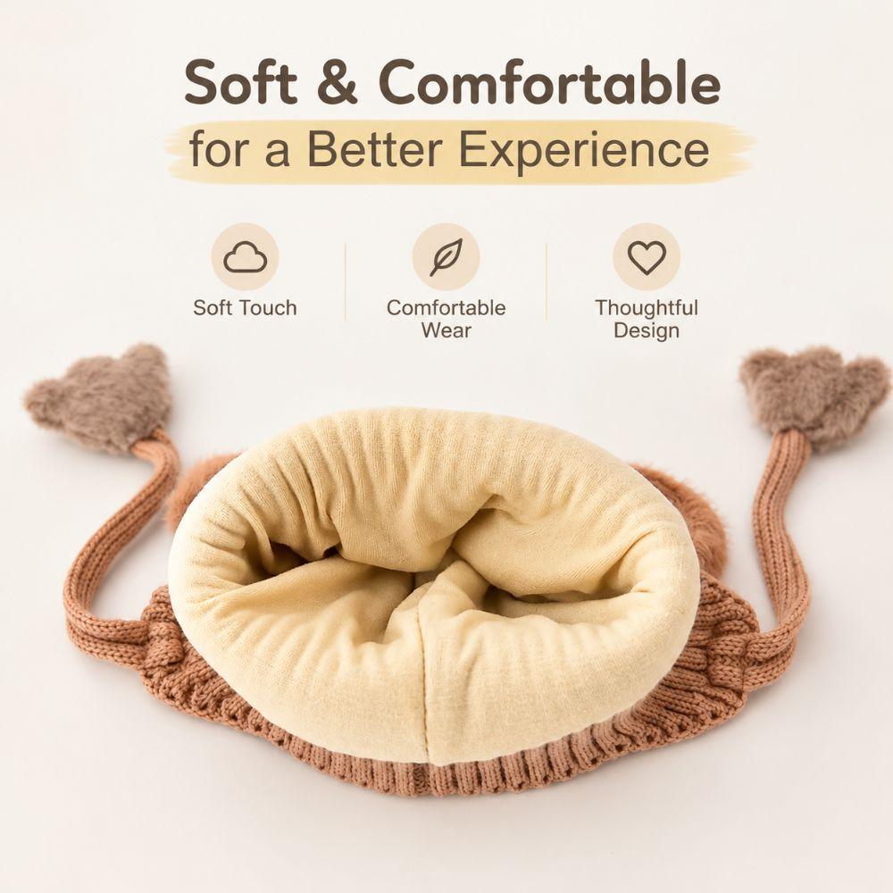 Cotton Baby Bear Hat Ribbed Knit Kids Knitted Cap New Toddler Winter Hat Toddlers