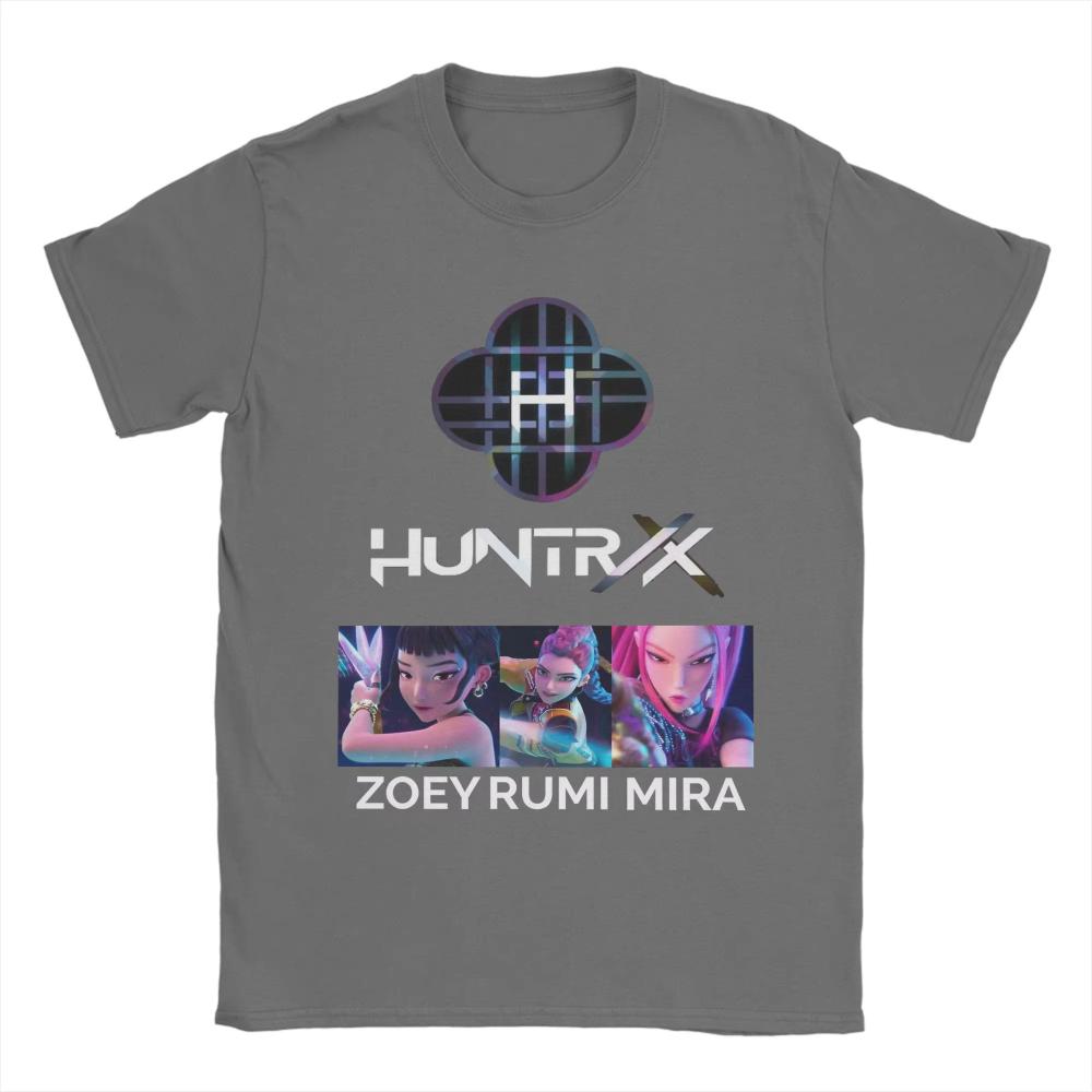 K-POP Demon Hunters T Shirt Beach Huntrix with Logo Name Harajuku T Shirts Men Cotton Plus Size Clothing Women Short Sleeve Tops
