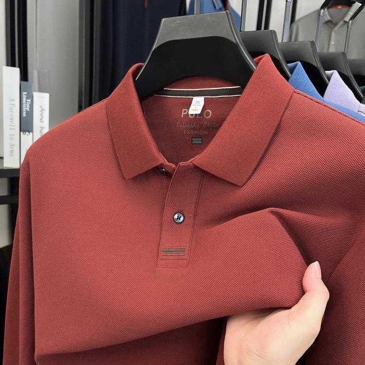 Autumn 100 Pure Cotton Men'S Long-Sleeved T-Shirt Batch Solid Color Simple Business Fashion Polo Shirt