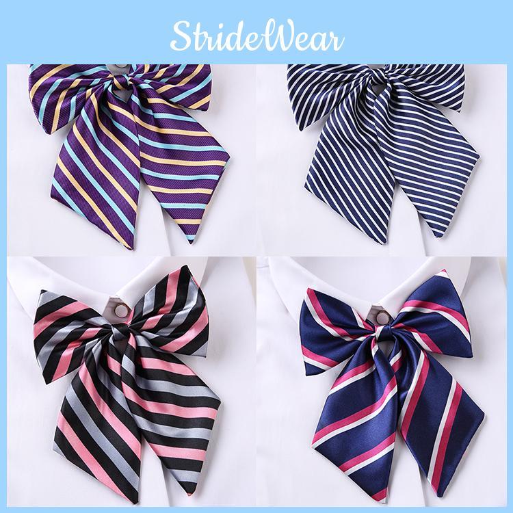 Professional Blended Fabric Neck Flower With Striped Pattern For Office Uniforms And Hospitality