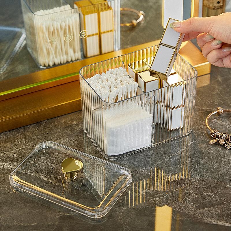 Úložný box na vatové tampony HuaCan pro domácnost Prachotěsný průhledný odstraňovač make-upu Vatové tampóny Pouzdro na rtěnku Držák na kosmetiku na toaletní stolek