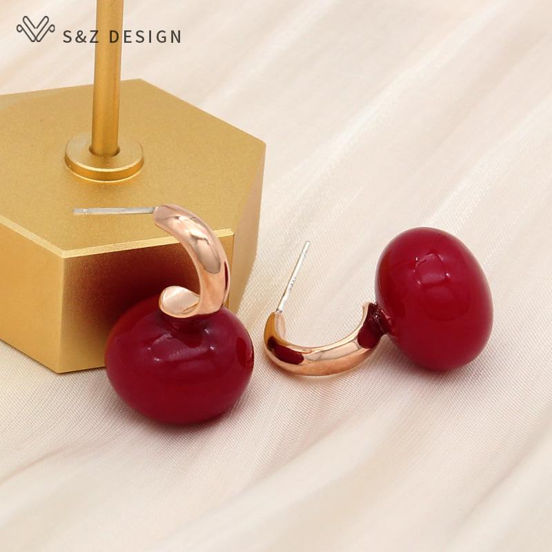 Fashion Colorful Big Simulation Pearl Stud Earrings For Women Girl Wedding Jewelry Elegant Rose Gold Color Eardrop Anti-allergy