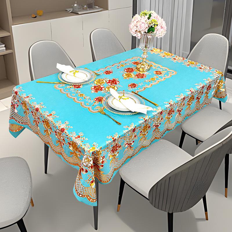Luxury Waterproof PVC Tablecloth: Oilproof, Anti-scald, Wash-free Round Design for Hotels and Homes