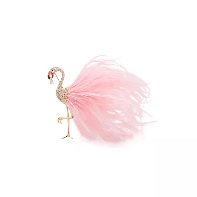 Chic Feather Flamingo Badge 1Pcs Brooch for Women Girls Animal Pin Accessory for Bag Hat Clothes Decoration