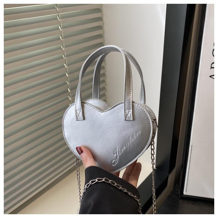 Simple Solid Color Fashion Summer New Sweet Girl Trend Peach Heart Mini Heart Single Shoulder Crossbody Handbag
