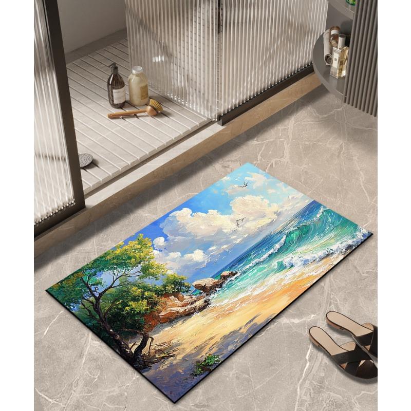 Festive Diatom Mud Floor Mat, Water-absorbent, Non-slip, Quick-drying Bathroom Floor Mat, Bathroom Door Mat, Stain-resistant Carpet At Kitchen Door
