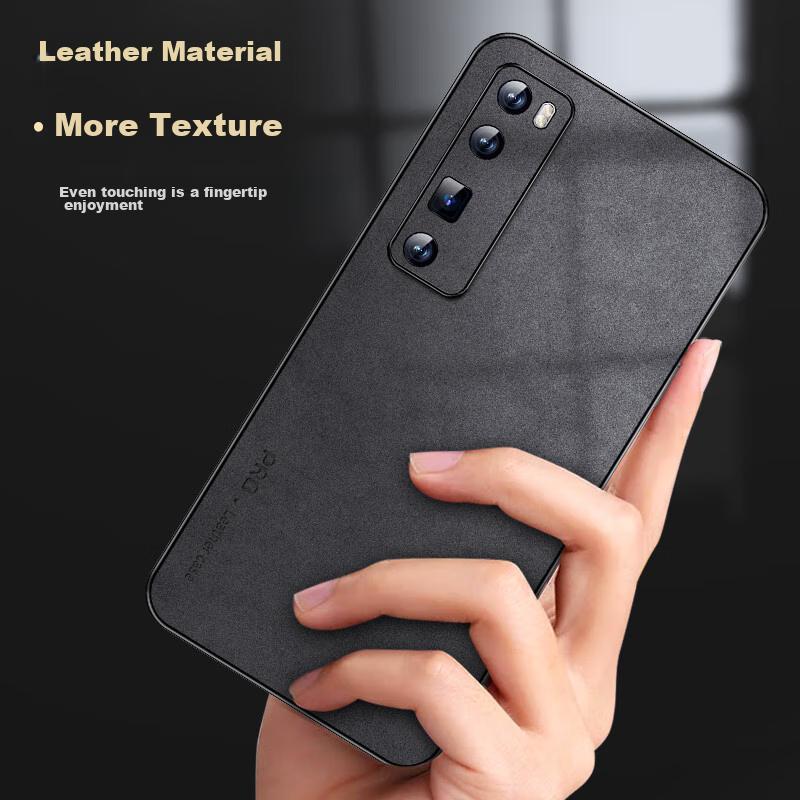 Huawei Nova 7 Pro Phone Case, Nova 7 Pro Protective Cover, Shockproof Lens Full Protection Soft Case, Simple Luxury Outer, WoAnd Leather Case, Black