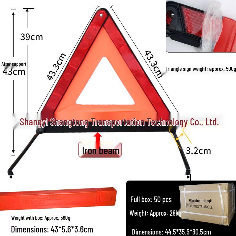 Brangdy Heavy-Duty Reflective Triangle Warning Sign Universal