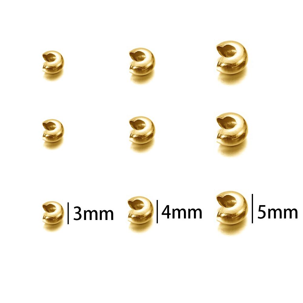 50Pcs/Lot 3/4/5mm Stainless Steel Cover Crimp Bead Spacer Stopper Crimps Beads for DIY Jewelry Making Findings Accessories