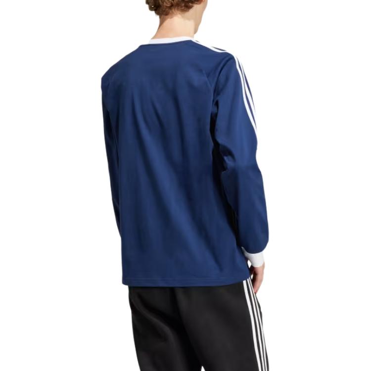 Adidas Originals Adicolor 3S Komfortabel Stripet Rund Hals Langermet T-skjorte Herre Topper Night-Indigo IM9428