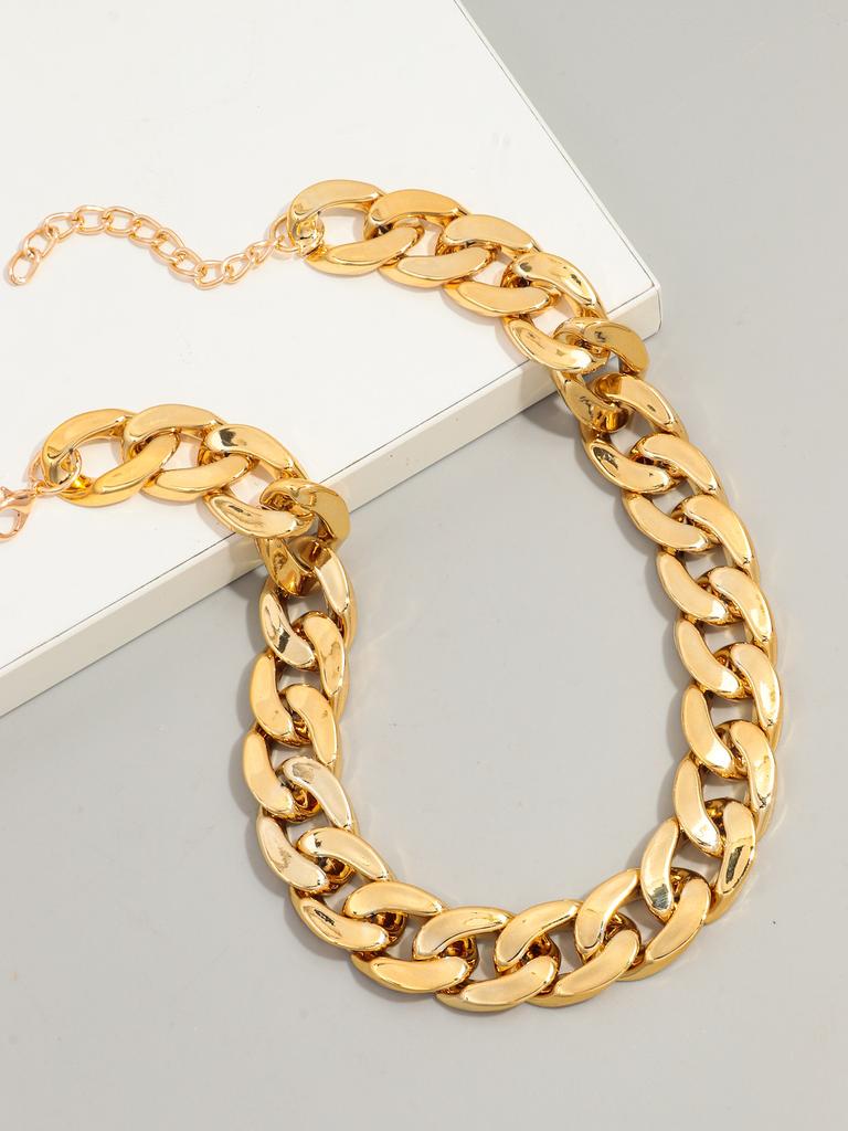 Fashion Hip Hop Metal Color Acrylic Chunky Necklace for Women Men Vintage Glossy Resin Cuban Link Chain Choker Y2K Jewelry Gifts