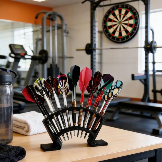 3D Printed Dart Holder Stand for Desk Shelf Tabletop Dart Display Rack Holds 27 Fully Assembled Steel or Soft Tip Dart for Game Room Bar Office