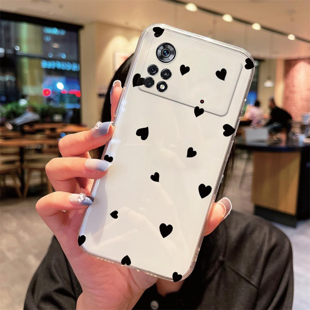 

Для Poco X4 Pro 5G Чехол для телефона с рисунком Сердце Девочки Любовь Прозрачный Clear Нежелтеющий Силиконовый Чехол для Xiaomi Poco X4 X5 X6 M6 M4 Pro poco X4 Pro 5G белый