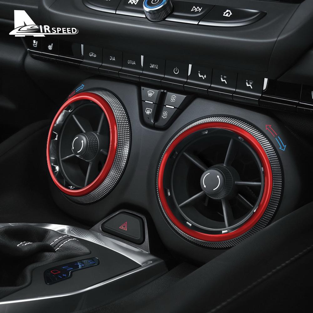 4PCS Rings For Chevrolet Camaro 2016 2017 2018 2019 2020 2021 2022 2023 Car Accessories Aluminum Alloy AC Outlet Vent Sticker