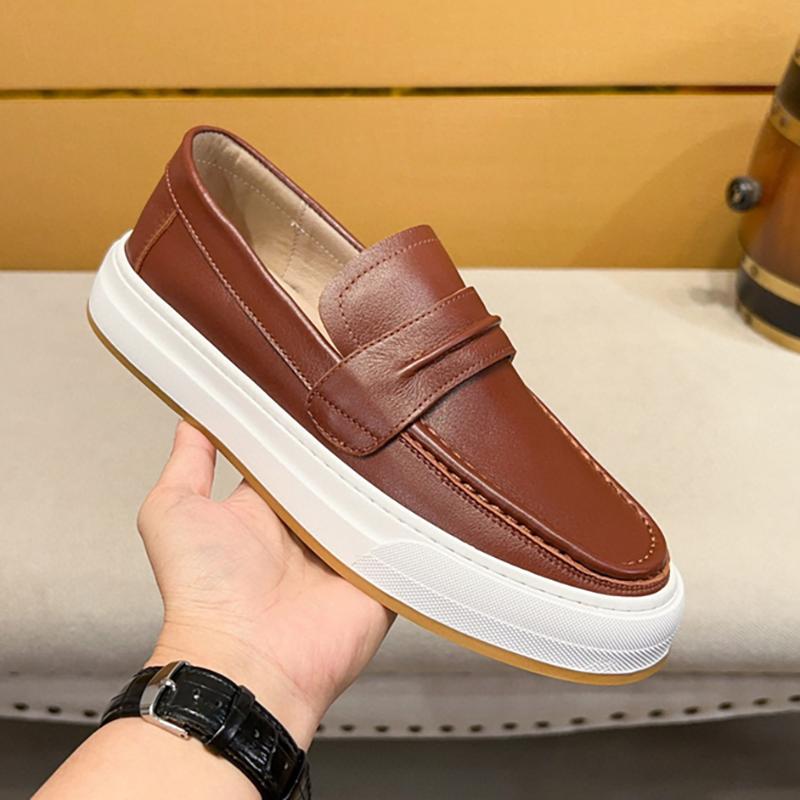 Mode Herren Freizeitschuhe echtes Leder Herren Luxus Britischer Stil Penny Loafers Slipper Herren Dicke Sohle Outdoor Ballerinas Herren Mokassins