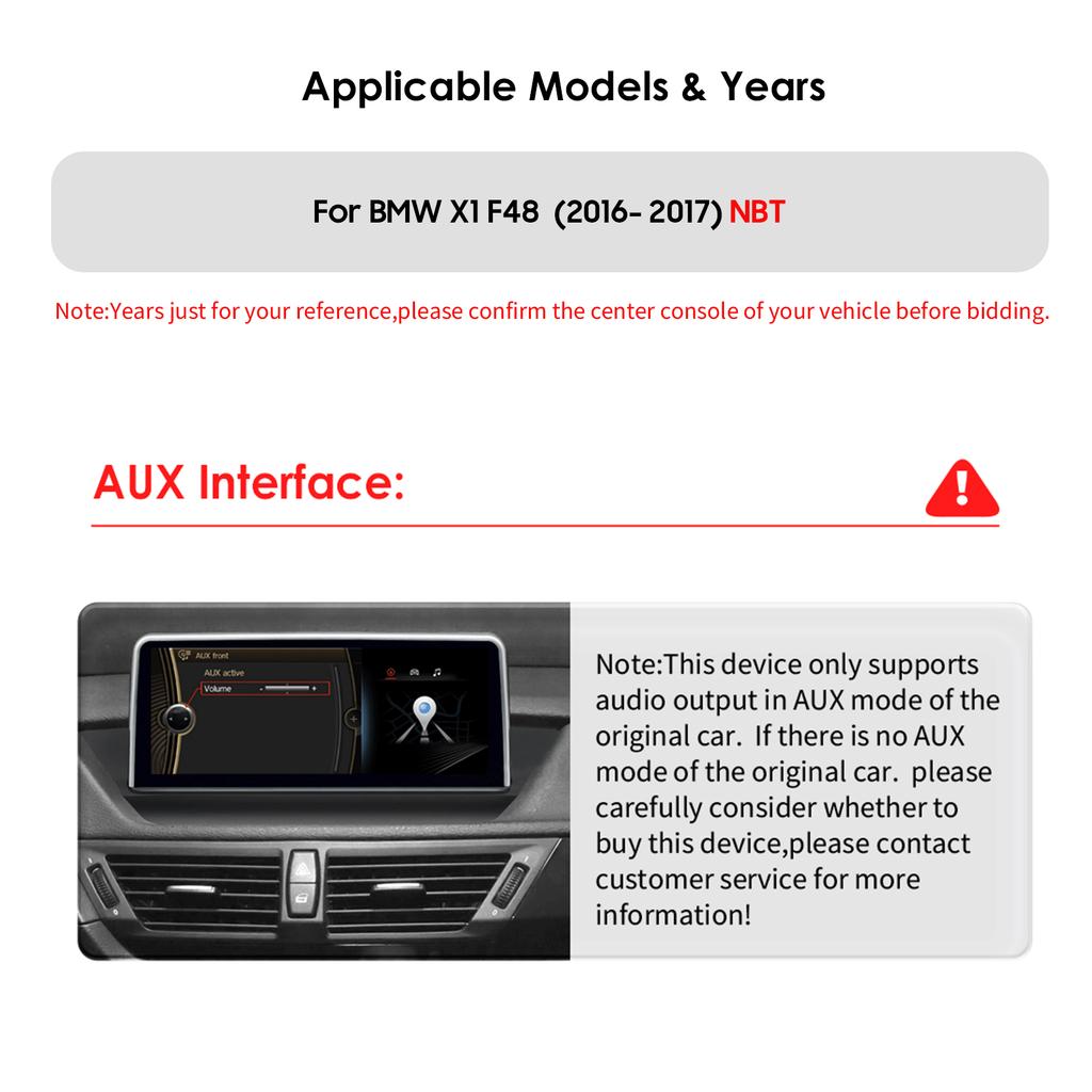 OSSURET Dla BMW X1 F48 (2016-2017)NBT z nawigacją GPS, radiem samochodowym, odtwarzaczem multimedialnym, bezprzewodowym Carplay, Android Auto, inteligentnym ekranem