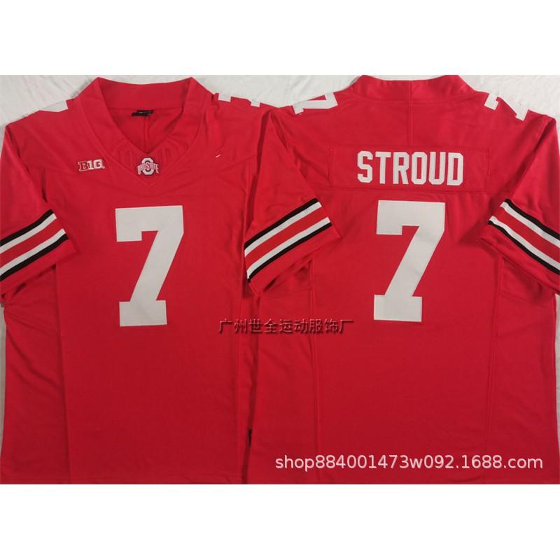 Mens Ohio State Buckeyes Rugby Jersey Training Shirt Cotton Blend Embroidered Football Uniform College Team Practice