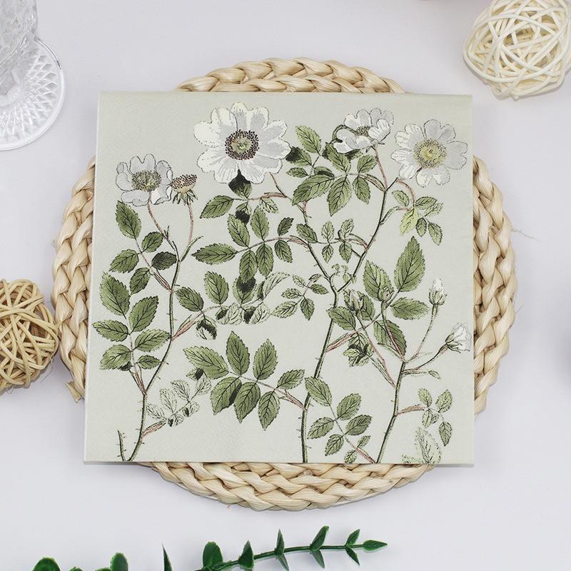 20 Stück/Packung Servietten mit Blumendruck Elegantes Tissue Geburtstag Hochzeitsfeier Dekoration