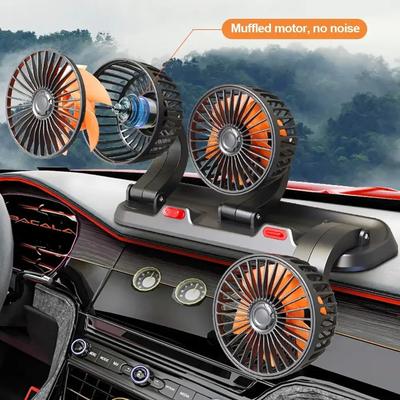 Ventilátor do auta 360° nastavitelný 3hlavý vzduchový ventilátor Automobilový elektrický ventilátor Ventilátor USB/12V/24V 2 rychlosti Automobilový tichý ventilátor Pro domácí stůl Kancelář a auto