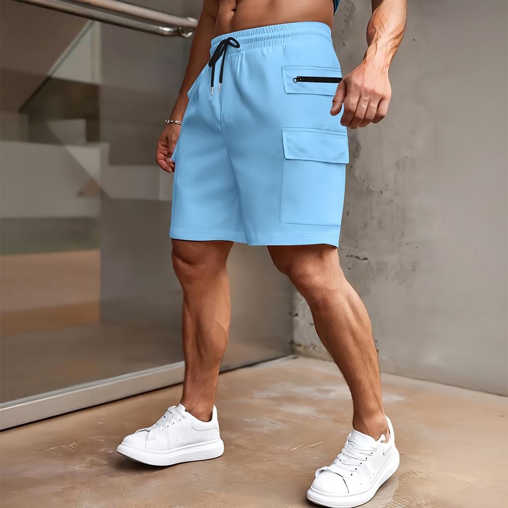 Cargo Shorts For Men Elastic Waist Hiking Work Shorts Outdoor Golf Jogger Running Shorts Zipper Pockets