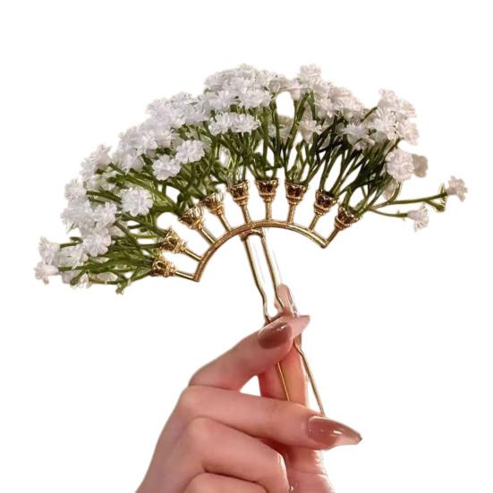 Damen Haarspange Stirnfransen Blumen Design Leicht zu Tragen Haarstab Brüchige Haare Fixierer Dekorativer Braut Haarstab Haar Styling Zubehör