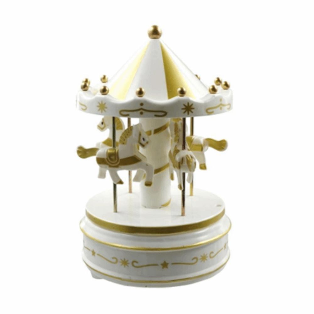 

Простая в использовании музыкальная шкатулка-карусель Изысканный дизайн Аксессуары для торта-карусели Колесо обозрения Украшения для торта белый/золотой