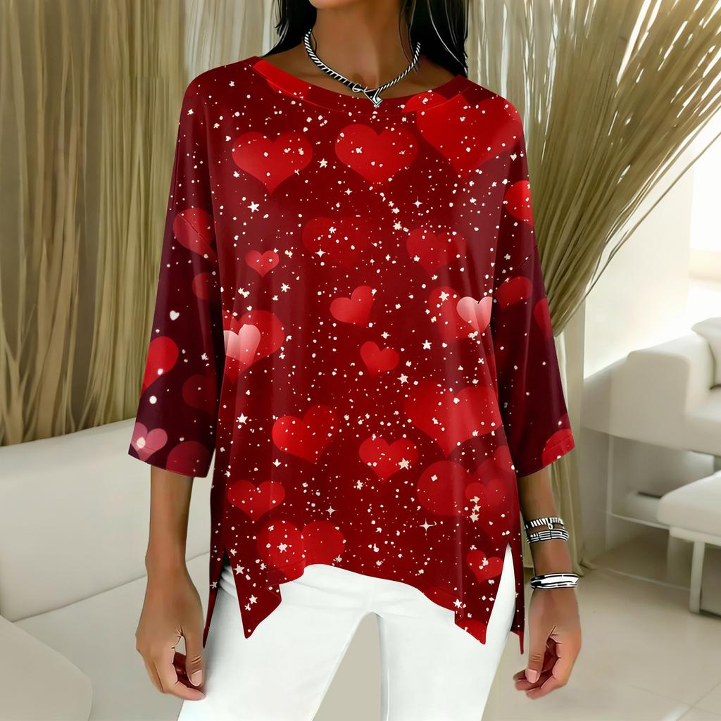 Damen 3/4-Ärmel Shirts Grafik-T-Shirts Shirts Lässige Basic-Tops Pullover