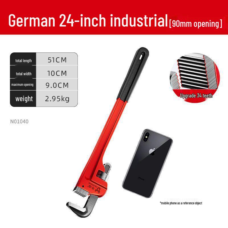 German Style Heavy Duty Pipe Wrench and Universal Water Pump Pliers – Large Opening, High Hardness for Plumbing Installation