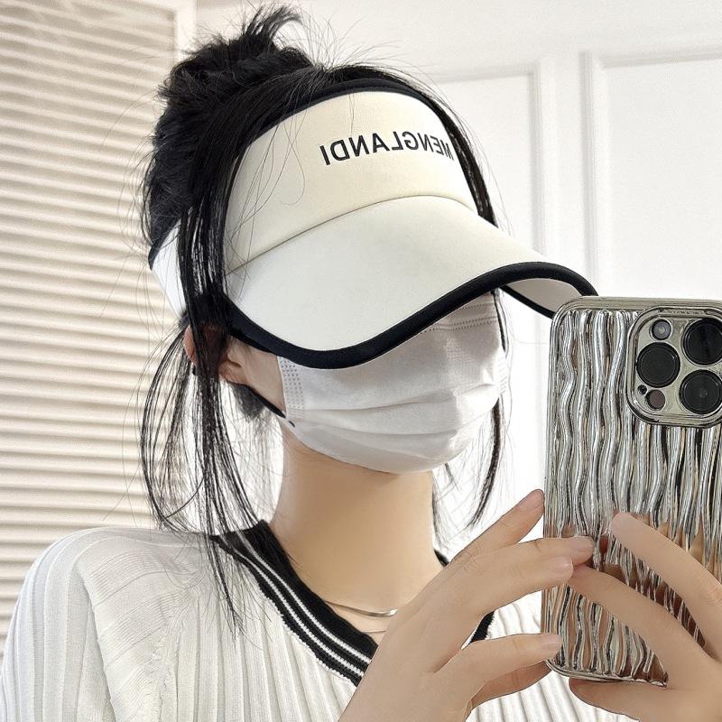 Ice silk duckbill cap for women with an enlarged brim, open-top sun hat for outings and running, sun protection and UV protection, breathable and