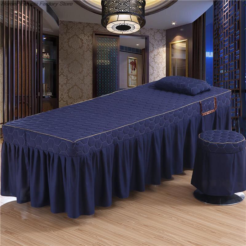 Schönheitssalon Massageliege Tagesdecke Bett Tischdecke mit Gesichtsloch Quadratische Massageliege Bettrock Spa Behandlungsbettlaken