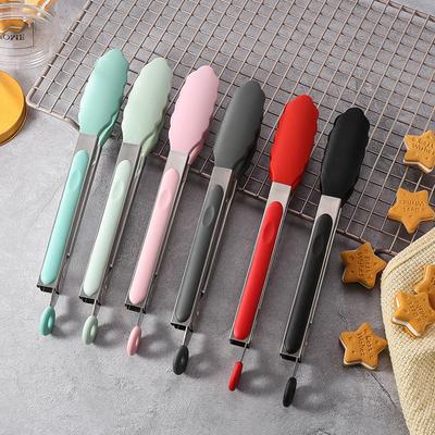 7/9/12 pollici Pinza per Alimenti in Acciaio Inossidabile Pinza per Alimenti per Bistecca Griglia BBQ Manico Antiscivolo in Silicone Pinza per Pane Accessori da Cucina per Feste