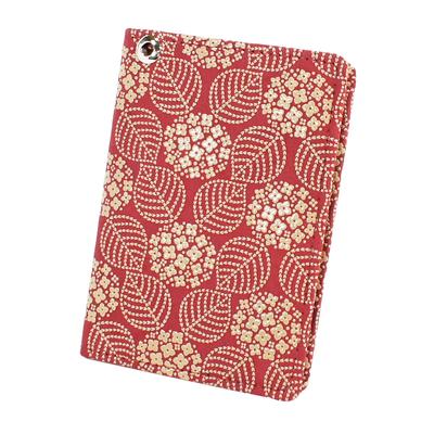 Inden Pass Case G Thin Deerskin Red X White Lacquer Hydrangea Pattern 2527-13-174