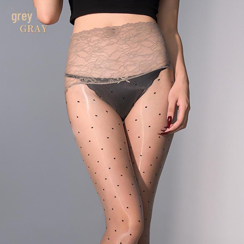 Men's Aurora Shiny Seamless Stockings - Silky Ultra-Thin, Dotted Pantyhose with Sexy Lace Waist