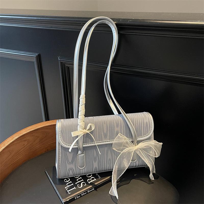 2025 summer new high-grade textured lace bow sweet style versatile shoulder underarm bag