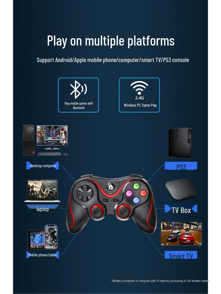 V8 V13 X3 T3 Wireless Mobile Game Controller - Compatible with iOS, Android, P3, P4, Switch