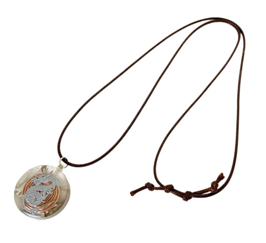 RELIGHT Orgonite Dragon Pendant Necklace In Silver (natural Crystal, Sp-392)