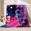 Astronaut Space Colorful Abstraction Print Blanket Flannel Material Soft Warm for All Seasons Home Outdoor Camping Picnics RV