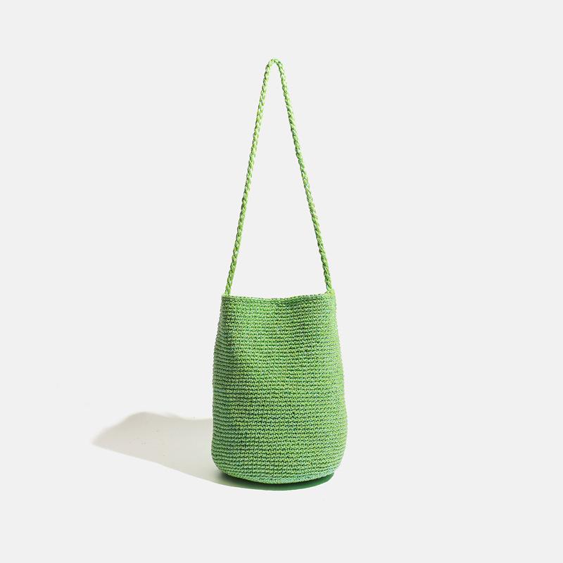 Single-shoulder Bucket Bag for Casual Cross-body Use, Knitted Bag Suitable for Women for Beach Vacation and Beach Use.