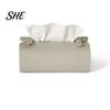 Multipurpose Tissue Organizer Faux Leather Box, Minimalist Napkin Holder for Living Space Saving Storage Box Room Desk, Decorative Dispenser