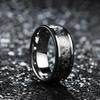 Fashion 8mm Stainless Steel Rings for Men Unique Pattern Inlay Black Carbon Fiber Stainless Steel Rings Men Wedding Band Jewelry
