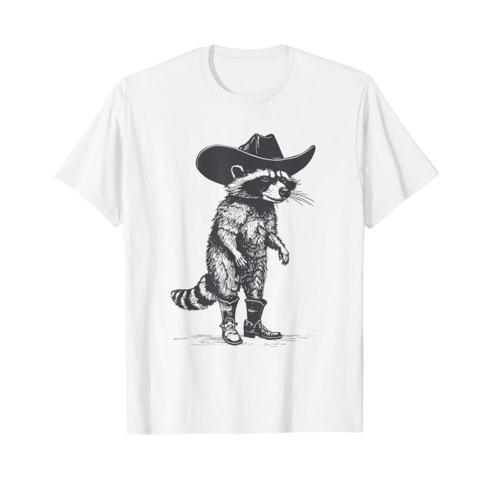 

Винтажная футболка Raccoon Cowboy Cowgirl Trash Panda Western Country S белый