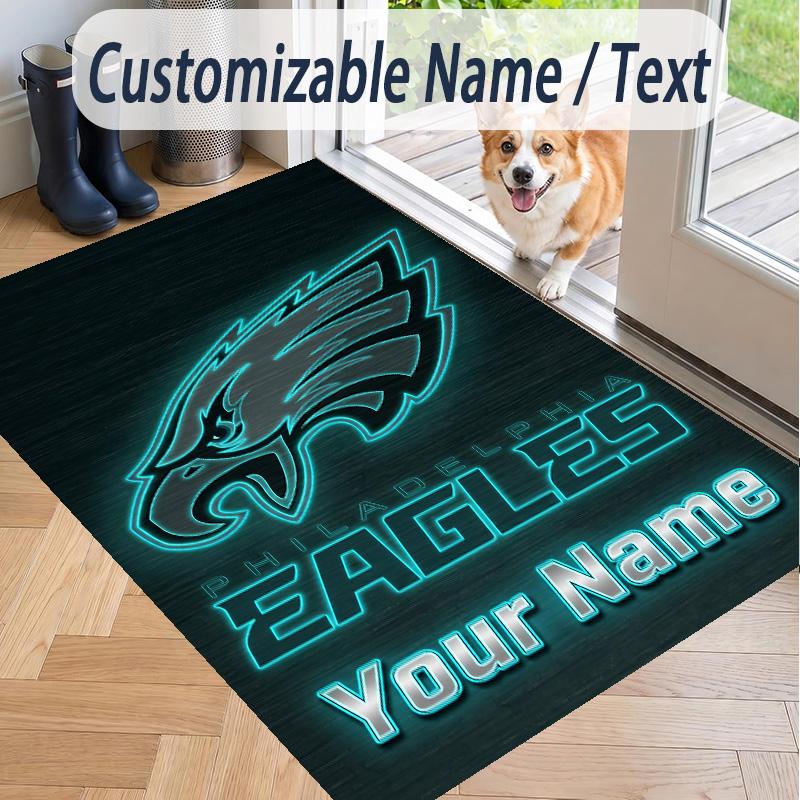 Custom Text Printed Rug Philadelphia Eagles Non Slip Floor Carpet For Home Room Decor