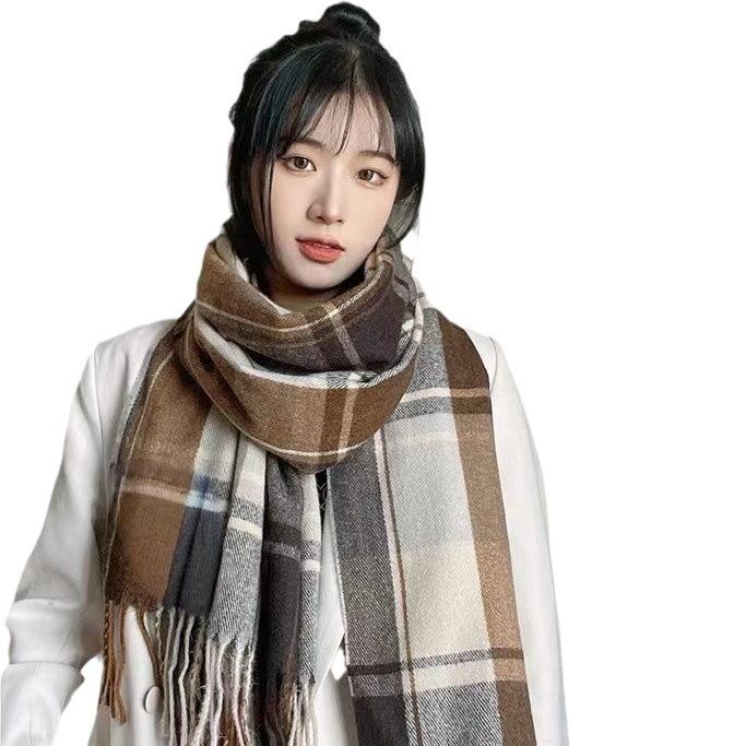 Scarf Men's and Women's Autumn and Winter Plaid New Student Scarf Versatile Warm Shawl Women's Imitation Cashmere