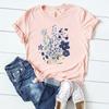Camiseta de manga corta de acuarela, camiseta de moda, ropa de temporada de primavera con flores, camiseta informal con estampado de mujer de verano para mujer