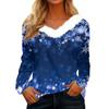 Langermede skjorter for kvinner Søte topper juletrykk T-skjorter Bluser Uformell Pluss størrelse Basic Topper Pullover