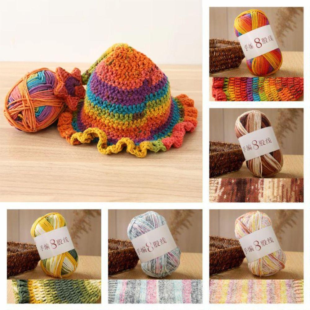 Multi-Color Hand-Dyed Yarn 8 Strands 8-Ply Crochet Yarn Hand Knitting Yarn Sweater Making