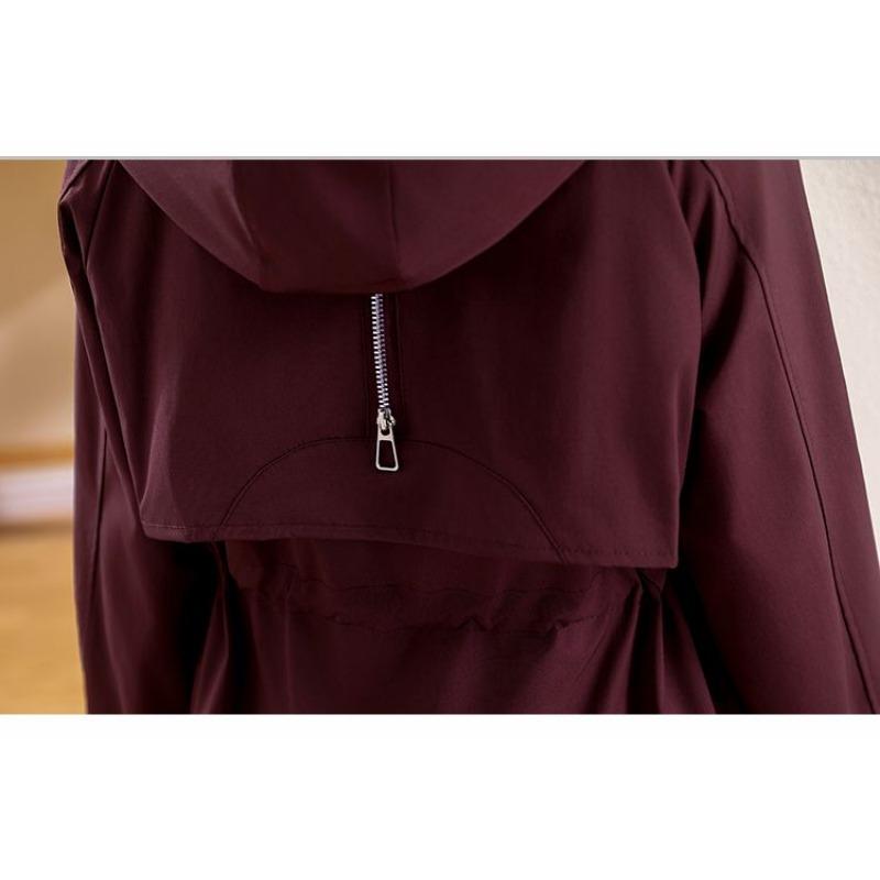 Elegant Women Hooded Trench Coat Slim Fit Spring Autumn Long Coat with Lining Casual Outerwear