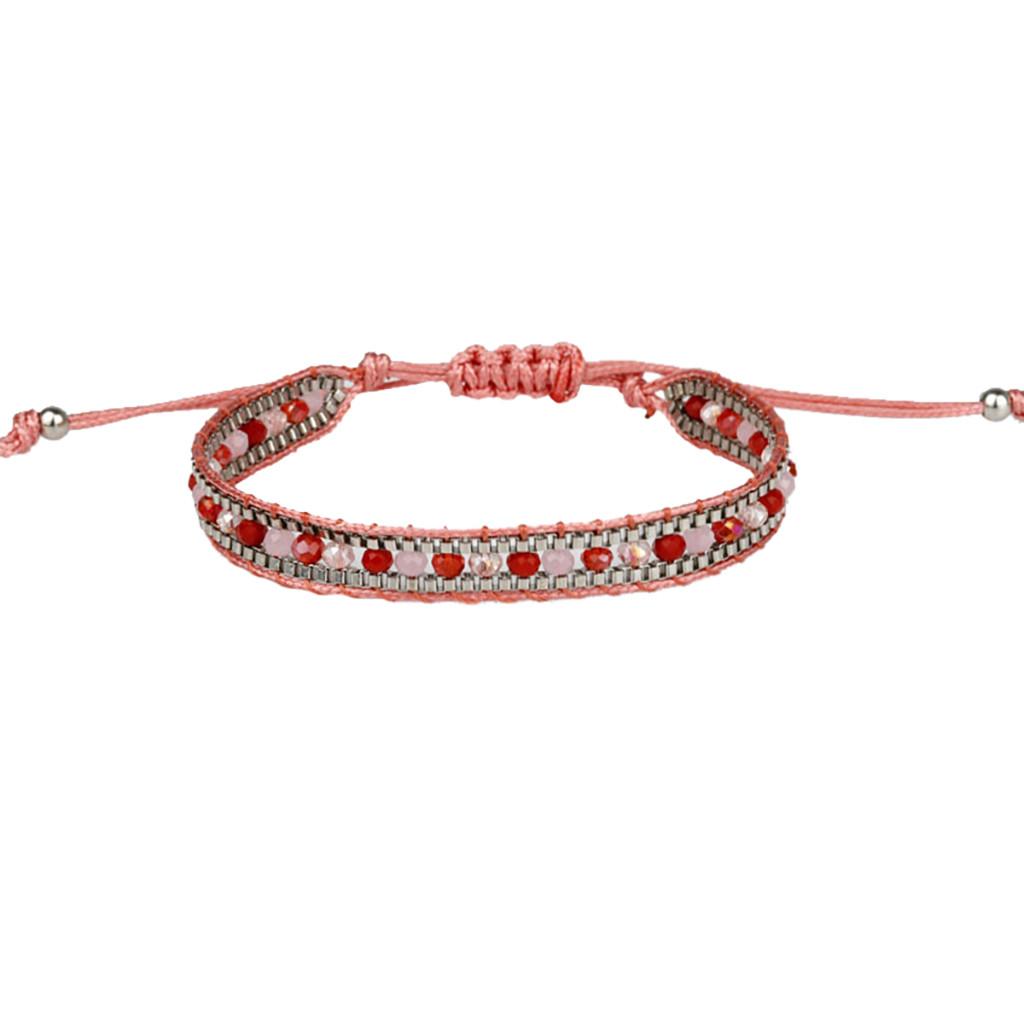 

Браслет t из бисера Бохо Хлопковый шнур Бижутерия Бусины One Size красный