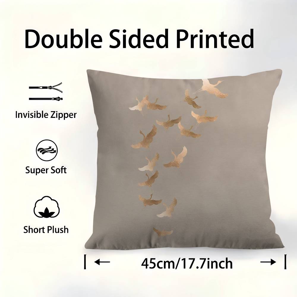 Sage Green Cranes Cushion Cover Pillowcase Upholstery Sofa Throw Pillow Home Decor Pillowcas